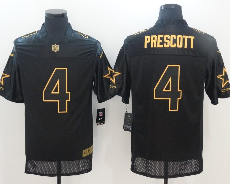 Men's Dallas Cowboys #4 Dak Prescott Black Alternate Jersey