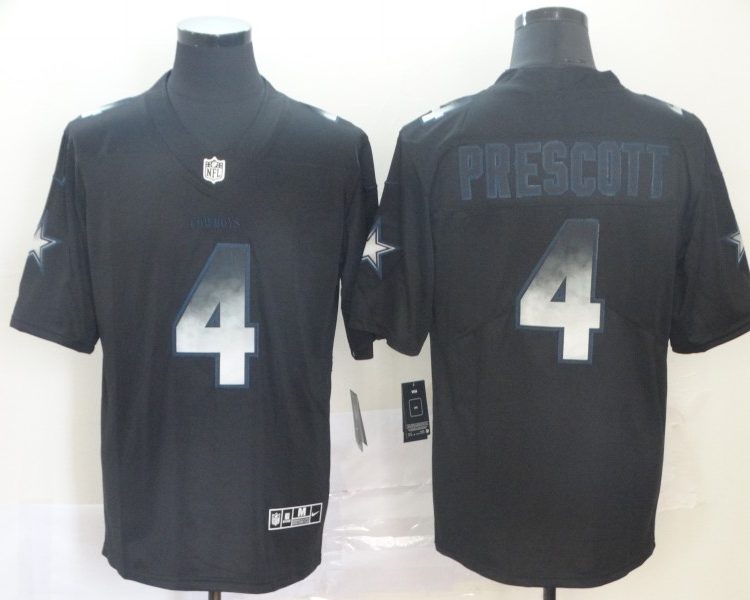 Men's Dallas Cowboys #4 Dak Prescott Black Authentic Jersey