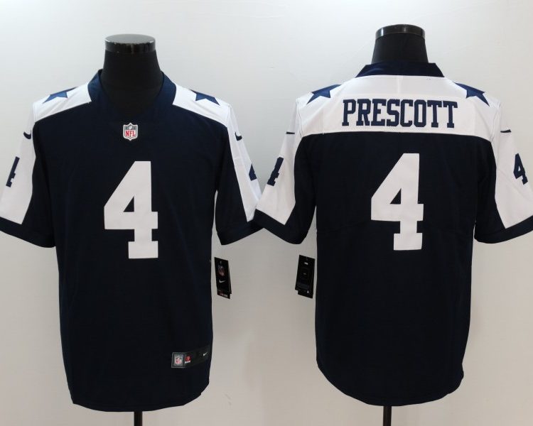 Men's Dallas Cowboys #4 Dak Prescott Navy Jersey