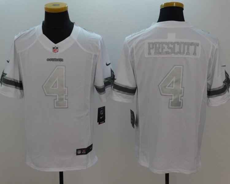 Men's Dallas Cowboys #4 Dak Prescott White Alternate Jersey