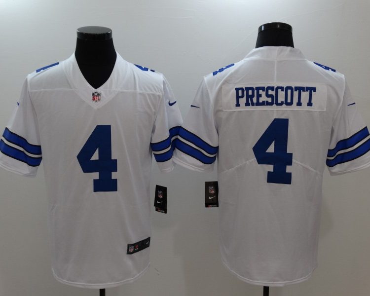Men's Dallas Cowboys #4 Dak Prescott White Jersey