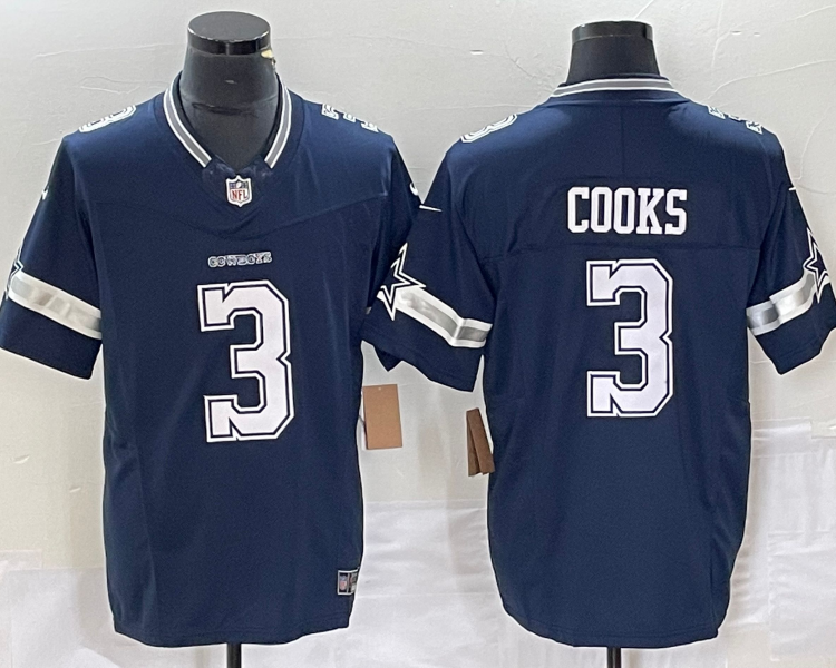 Men's Dallas Cowboys Brandin Cooks #3 Navy Jersey
