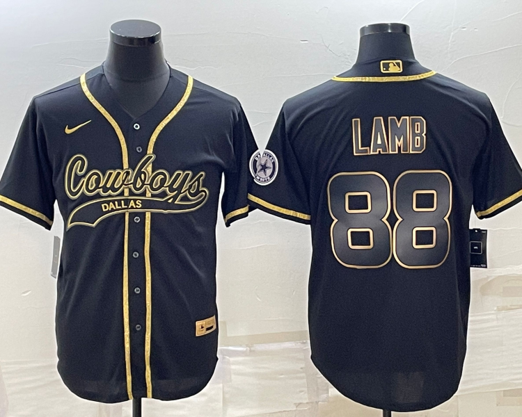 Men's Dallas Cowboys CeeDee Lamb #88 Black Jersey Joint Edition
