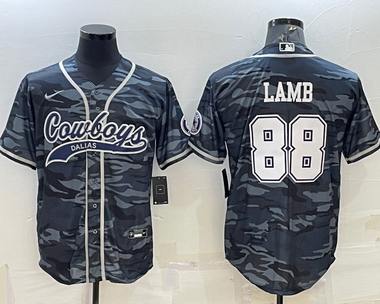 Men's Dallas Cowboys CeeDee Lamb #88 Grey Camouflage Jersey Joint Edition
