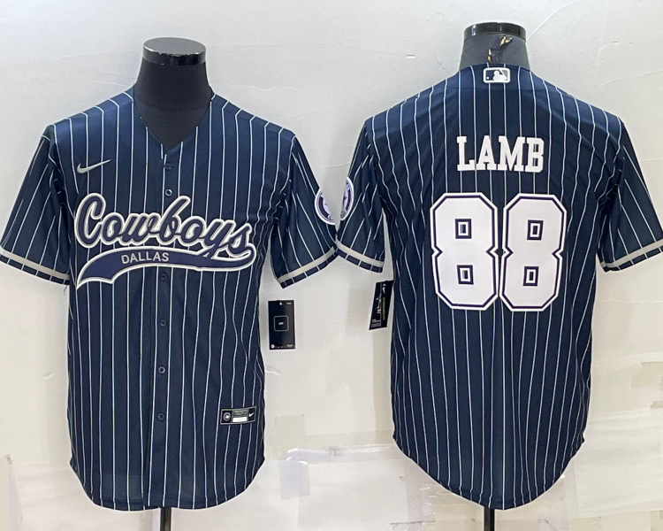 Men's Dallas Cowboys CeeDee Lamb #88 Navy Jersey Joint Edition