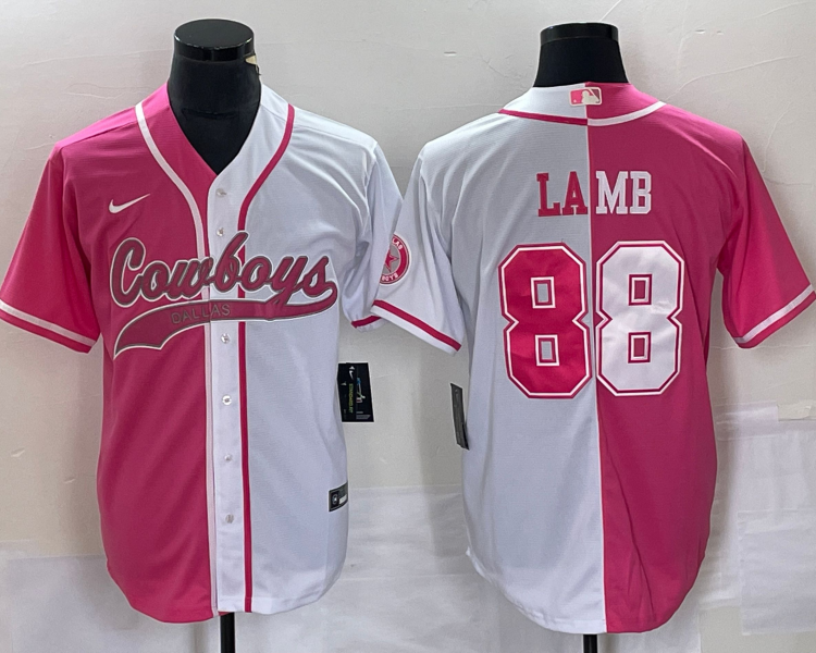 Men's Dallas Cowboys CeeDee Lamb #88 Pink/White Jersey Joint Edition