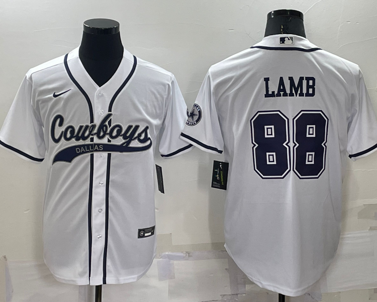 Men's Dallas Cowboys CeeDee Lamb #88 White Jersey Joint Edition