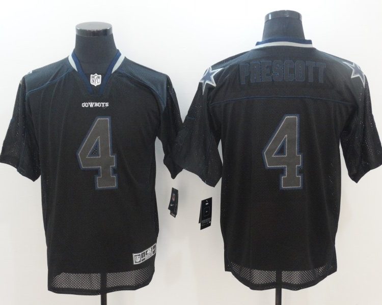 Men's Dallas Cowboys Dak Prescott #4 Black Authentic Jersey