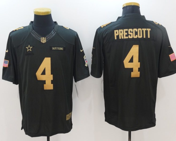 Men's Dallas Cowboys Dak Prescott #4 Black Authentic Jersey