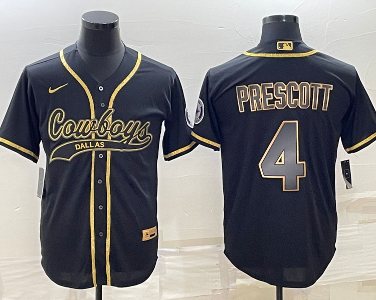 Men's Dallas Cowboys Dak Prescott #4 Black Jersey Joint Edition