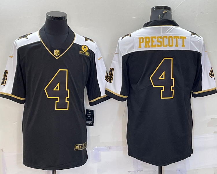 Men's Dallas Cowboys Dak Prescott #4 Black Jersey