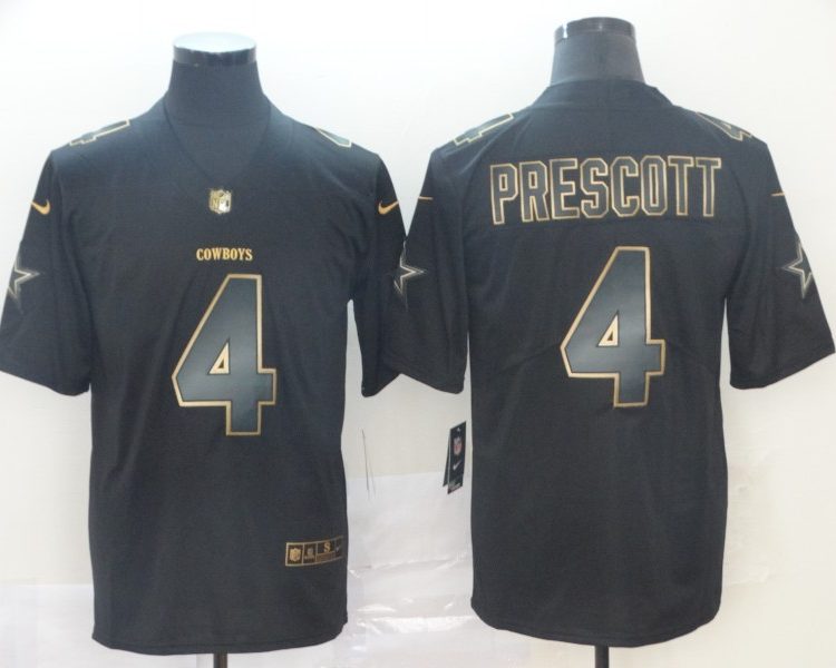Men's Dallas Cowboys Dak Prescott #4 Black Jersey