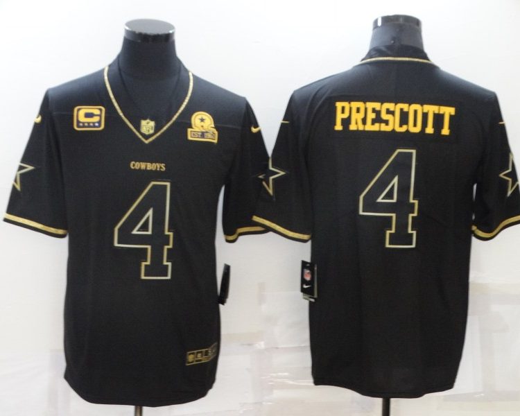 Men's Dallas Cowboys Dak Prescott #4 Black Jersey