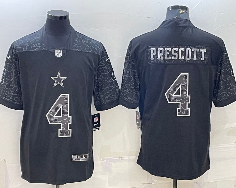 Men's Dallas Cowboys Dak Prescott #4 Black RFLCTV Limited Jersey