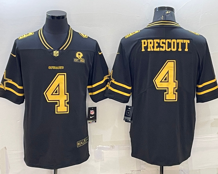 Men's Dallas Cowboys Dak Prescott #4 Black Team Jersey