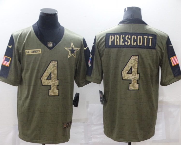 Men's Dallas Cowboys Dak Prescott #4 Brown Jersey