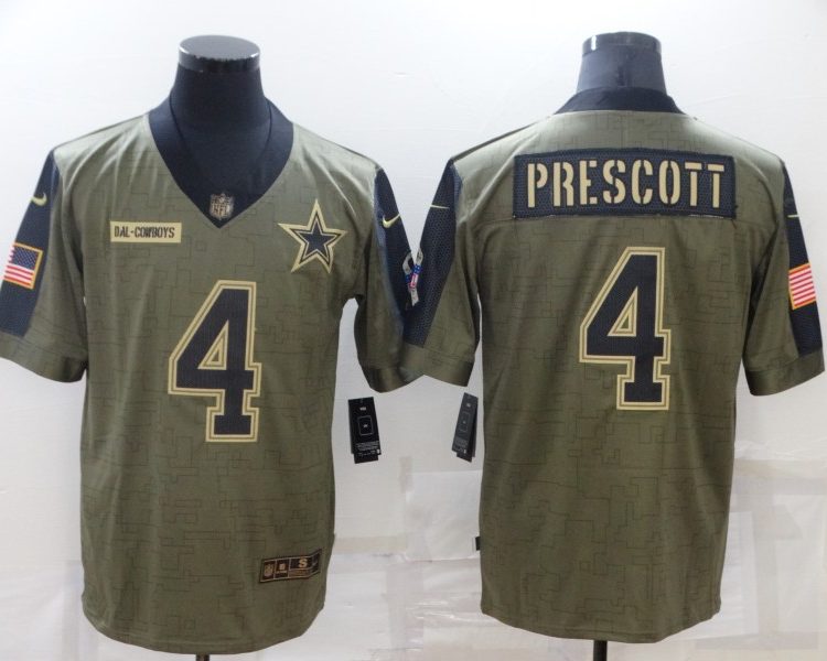 Men's Dallas Cowboys Dak Prescott #4 Brown Jersey
