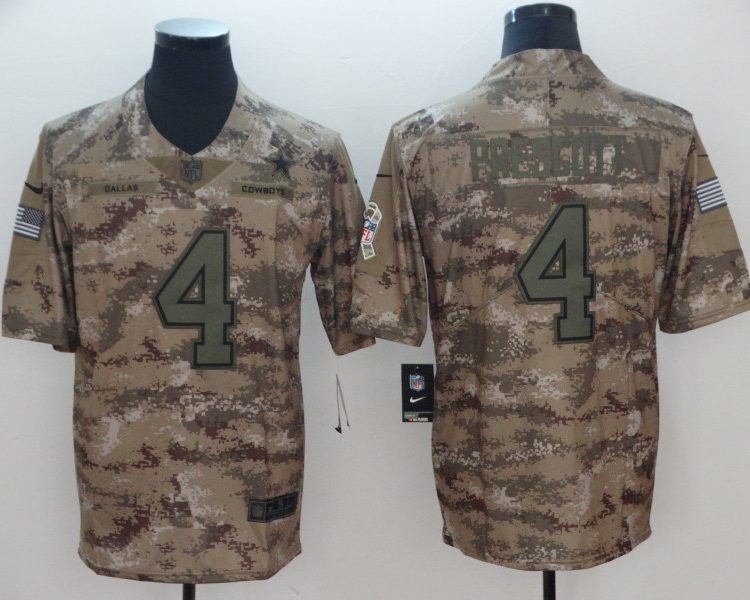 Men's Dallas Cowboys Dak Prescott #4 Camouflage Jersey