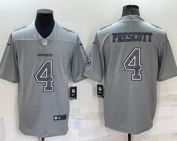 Men's Dallas Cowboys Dak Prescott #4 Gray Atmosphere Jersey