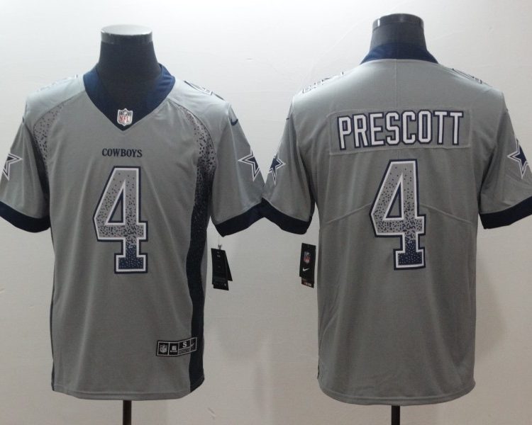 Men's Dallas Cowboys Dak Prescott #4 Gray Authentic Jersey