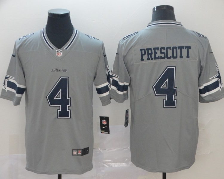 Men's Dallas Cowboys Dak Prescott #4 Gray Inverted Legend Jersey