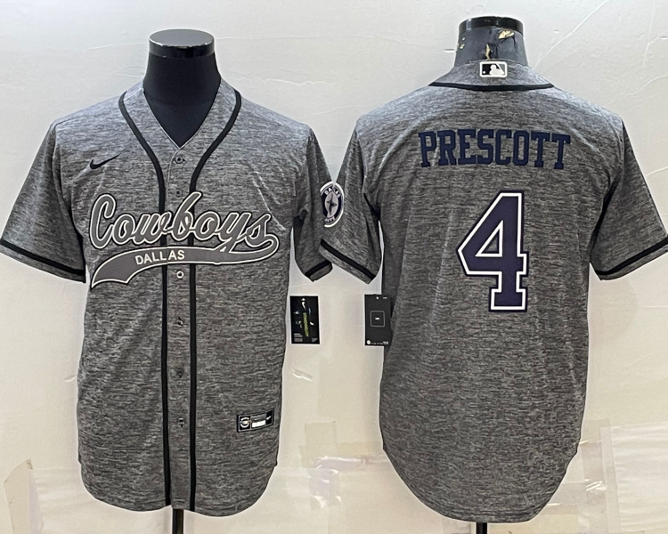 Men's Dallas Cowboys Dak Prescott #4 Gray Jersey Joint Edition