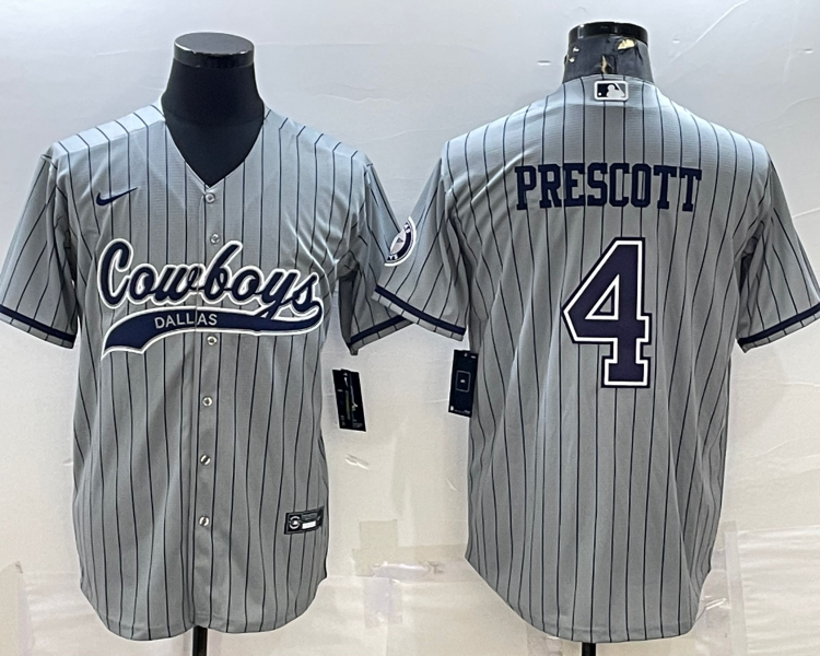 Men's Dallas Cowboys Dak Prescott #4 Gray Jersey Joint Edition