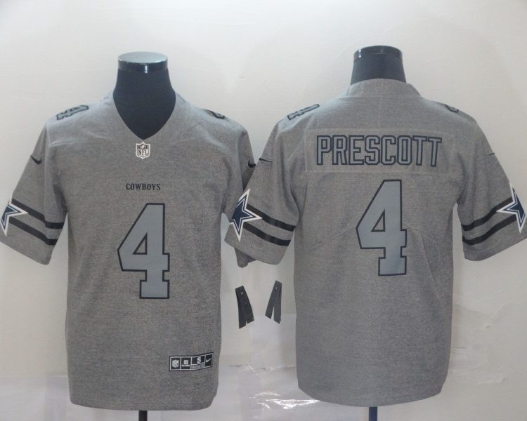 Men's Dallas Cowboys Dak Prescott #4 Gray Jersey