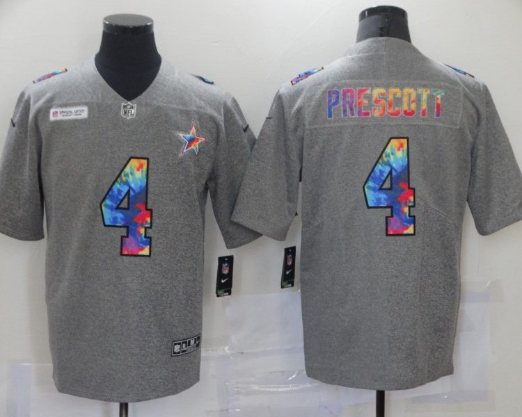 Men's Dallas Cowboys Dak Prescott #4 Gray Jersey