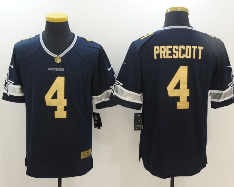 Men's Dallas Cowboys Dak Prescott #4 Navy Team Jersey