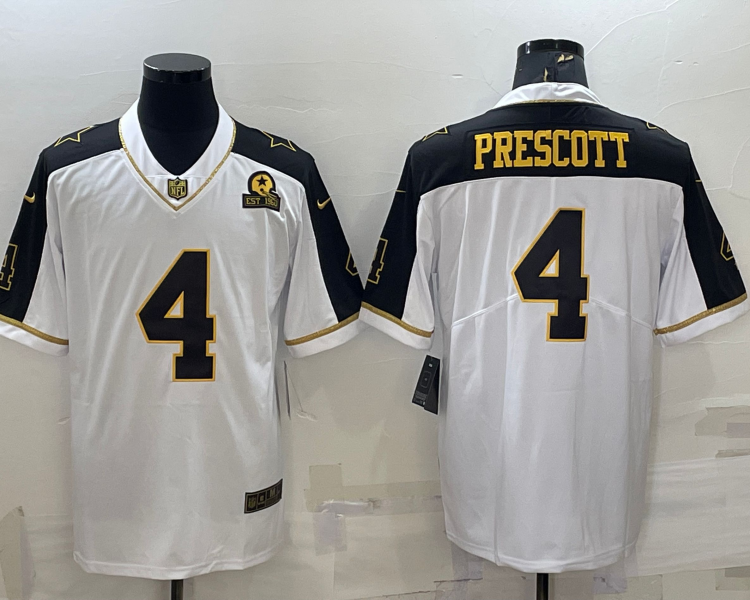 Men's Dallas Cowboys Dak Prescott #4 White Jersey
