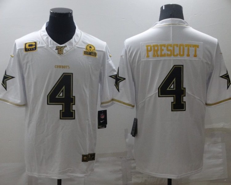 Men's Dallas Cowboys Dak Prescott #4 White Jersey