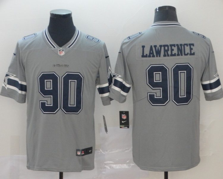 Men's Dallas Cowboys DeMarcus Lawrence #90 Gray Inverted Legend Jersey