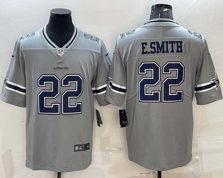 Men's Dallas Cowboys Emmitt Smith #22 Gray Inverted Legend Jersey