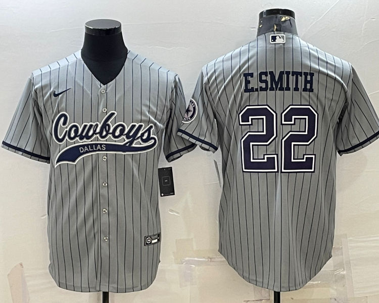 Men's Dallas Cowboys Emmitt Smith #22 Gray Jersey Joint Edition