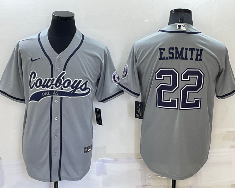 Men's Dallas Cowboys Emmitt Smith #22 Gray Jersey Joint Edition