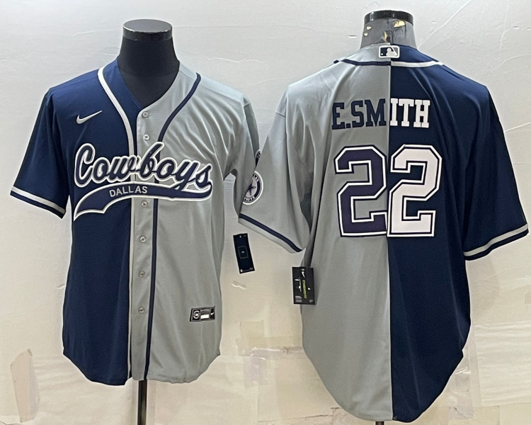 Men's Dallas Cowboys Emmitt Smith #22 Navy/Gray Jersey Joint Edition