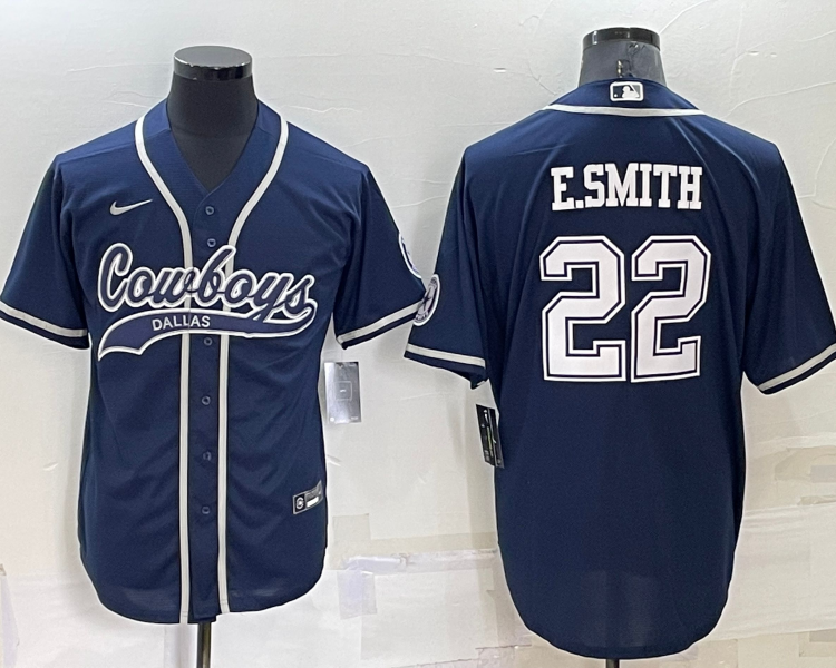Men's Dallas Cowboys Emmitt Smith #22 Navy Jersey Joint Edition