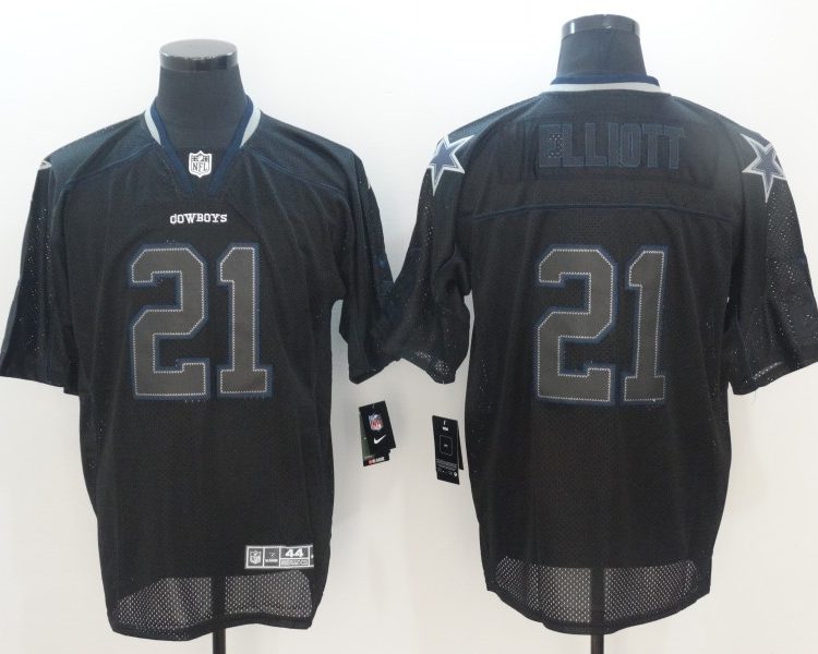 Men's Dallas Cowboys Ezekiel Elliott #21 Black Authentic Jersey