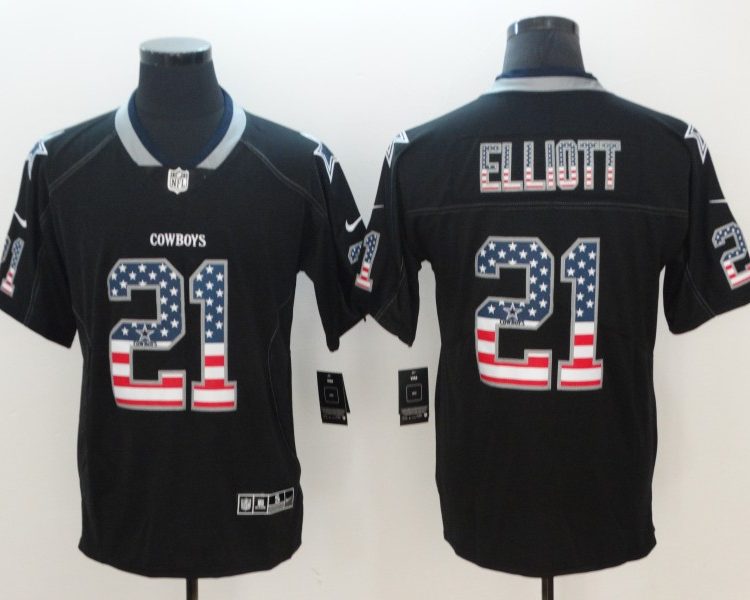 Men's Dallas Cowboys Ezekiel Elliott #21 Black Authentic Jersey