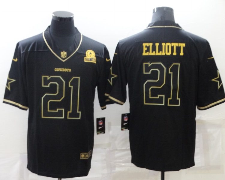Men's Dallas Cowboys Ezekiel Elliott #21 Black Jersey