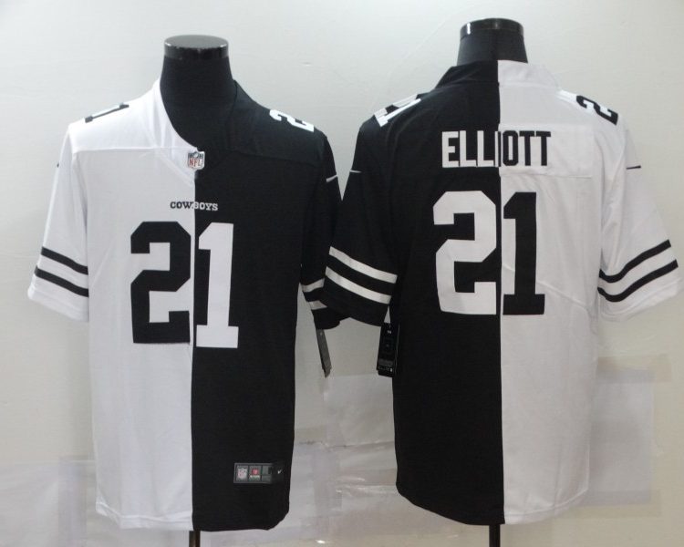 Men's Dallas Cowboys Ezekiel Elliott #21 Black/White Jersey