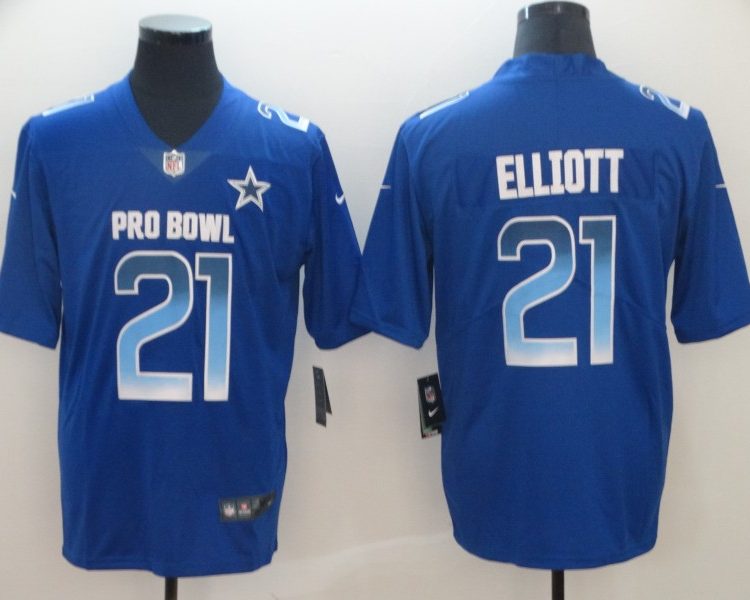 Men's Dallas Cowboys Ezekiel Elliott #21 Blue All Star Jersey