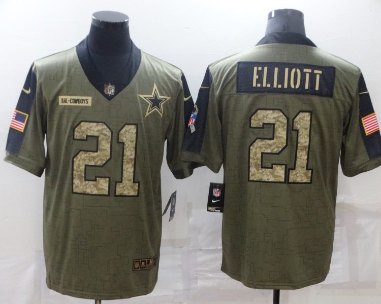 Men's Dallas Cowboys Ezekiel Elliott #21 Brown Jersey