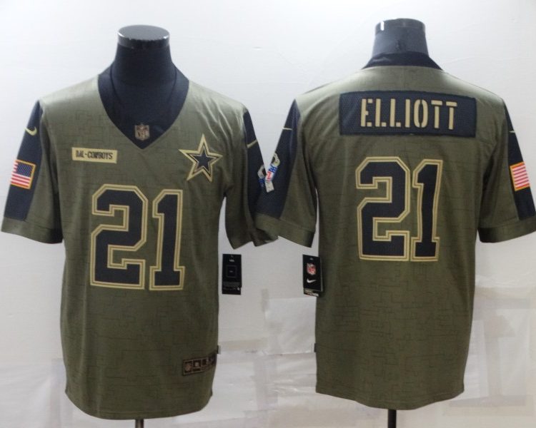 Men's Dallas Cowboys Ezekiel Elliott #21 Brown Jersey