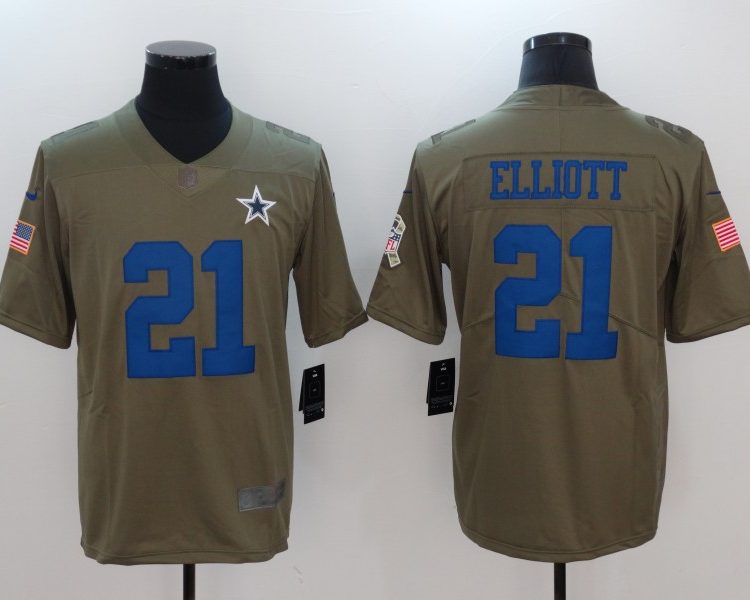 Men's Dallas Cowboys Ezekiel Elliott #21 Brown Team Jersey