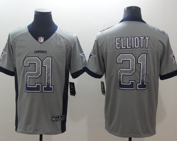 Men's Dallas Cowboys Ezekiel Elliott #21 Gray Authentic Jersey