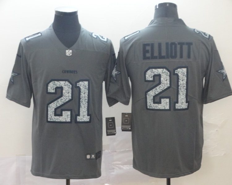 Men's Dallas Cowboys Ezekiel Elliott #21 Gray Jersey