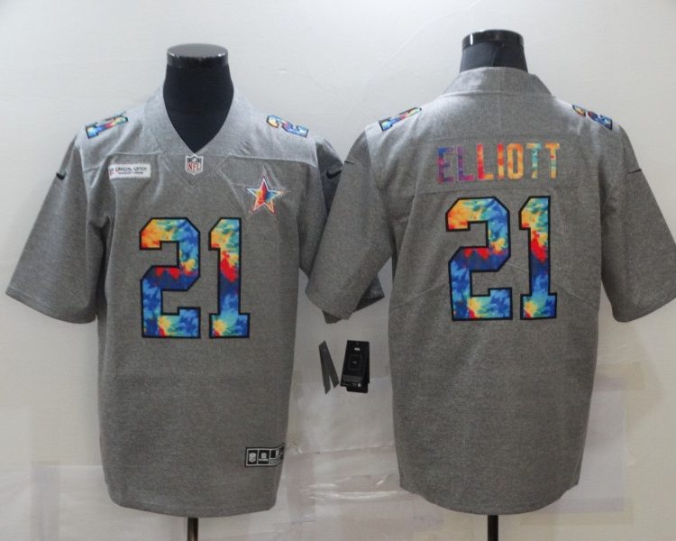 Men's Dallas Cowboys Ezekiel Elliott #21 Gray Jersey