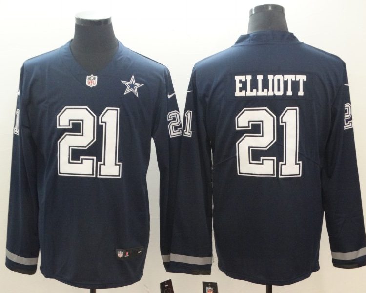 Men's Dallas Cowboys Ezekiel Elliott #21 Navy Authentic Jersey